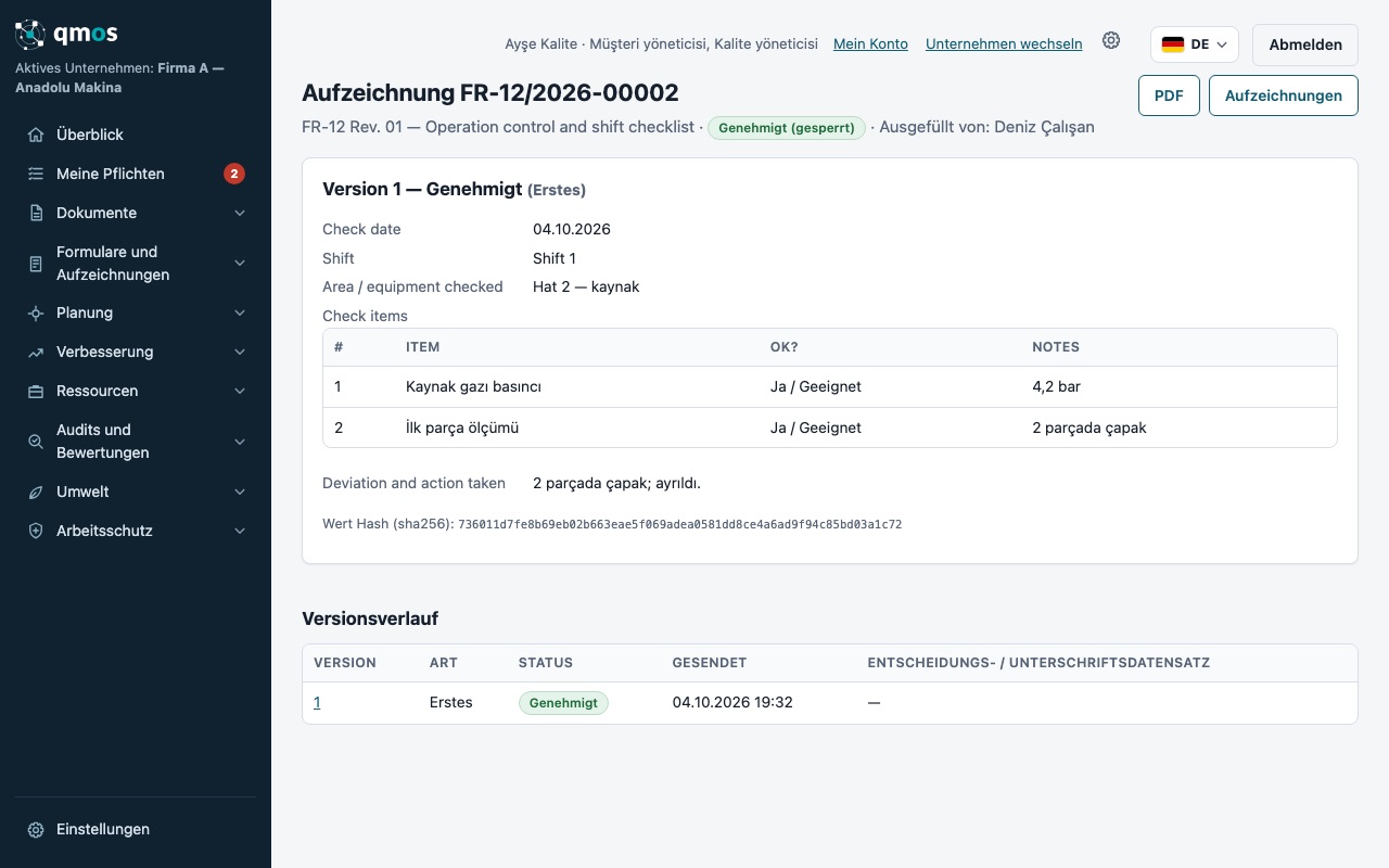Formularvorlagendefinition und Felder
