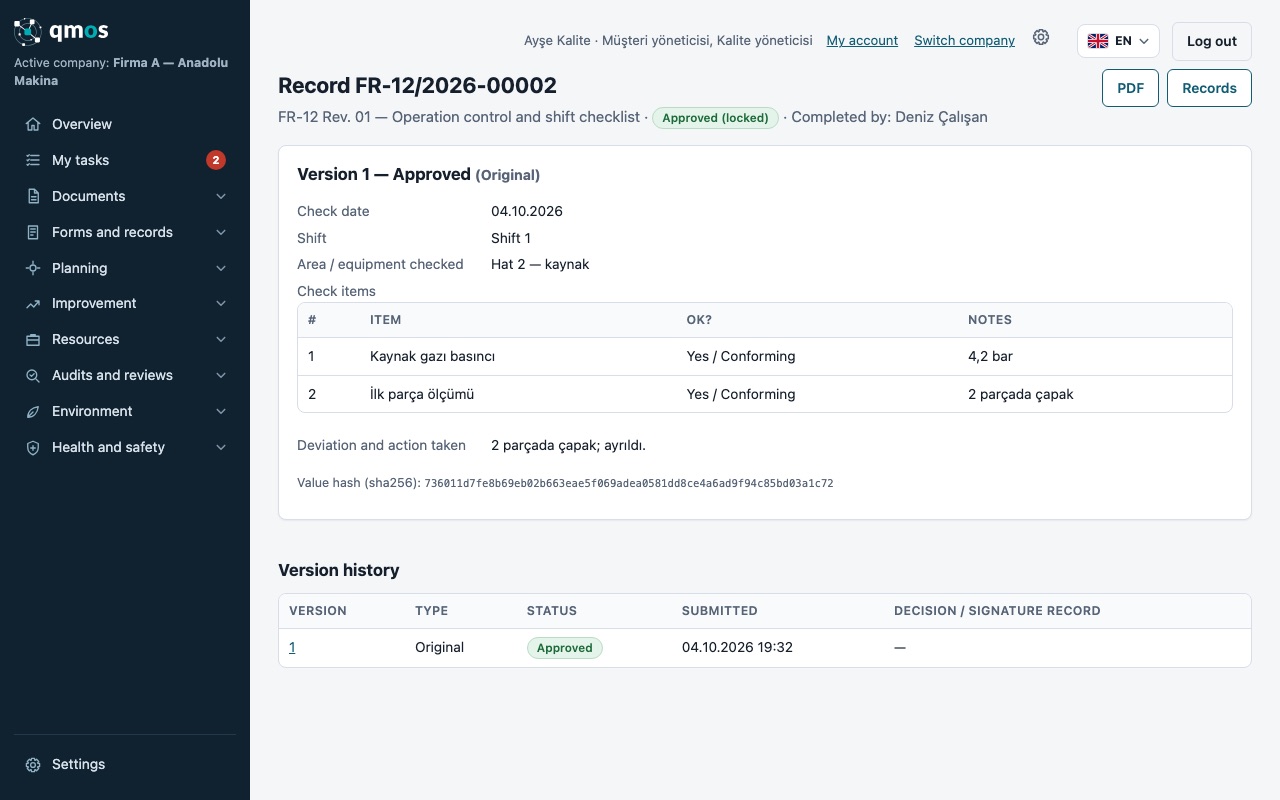 Form template definition and fields